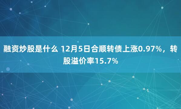 融资炒股是什么 12月5日合顺转债上涨0.97%，转股溢价率15.7%