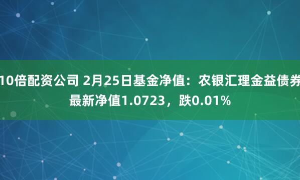 10倍配资公司 2月25日基金净值：农银汇理金益债券最新净值1.0723，跌0.01%